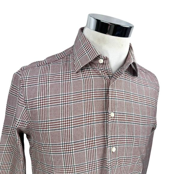 Suitsupply Dress Shirt Mens 15 3/4 Reddish Brown Check Egyptian Cotton Tessitura - Picture 2 of 11